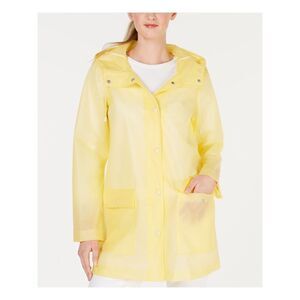 NWT COLLECTIONB Womens Raincoat Yellow Pocketed Hooded Slicker Juniors S